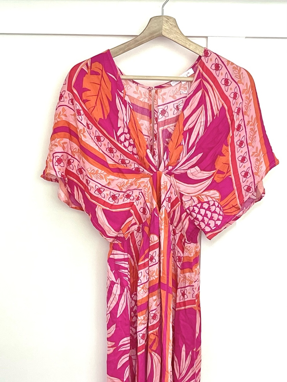 Olivaceous Pink and Orange Floral Maxi Dress